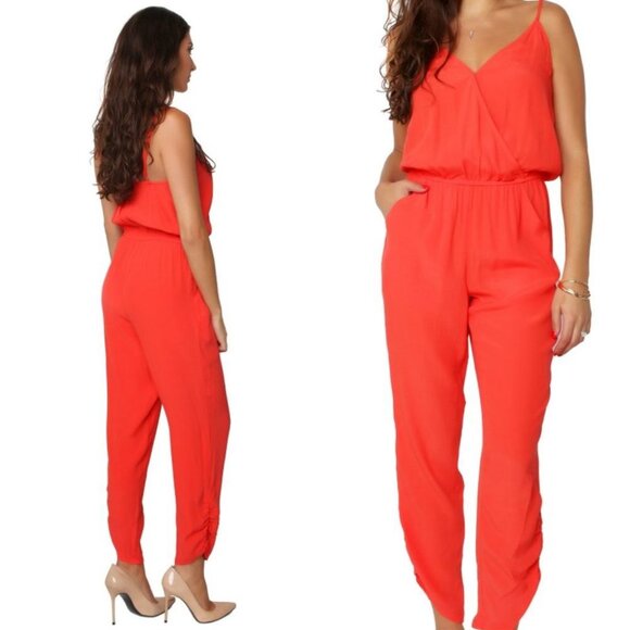 Lovers Friends Orange Jumpsuit Size Medium Pocket Elastic Travel Beach Boho M - Picture 15 of 15